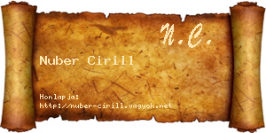 Nuber Cirill névjegykártya